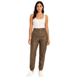 Abercrombie & Fitch Green Pleather Joggers Cargo Pants Baggy Oversized Leather